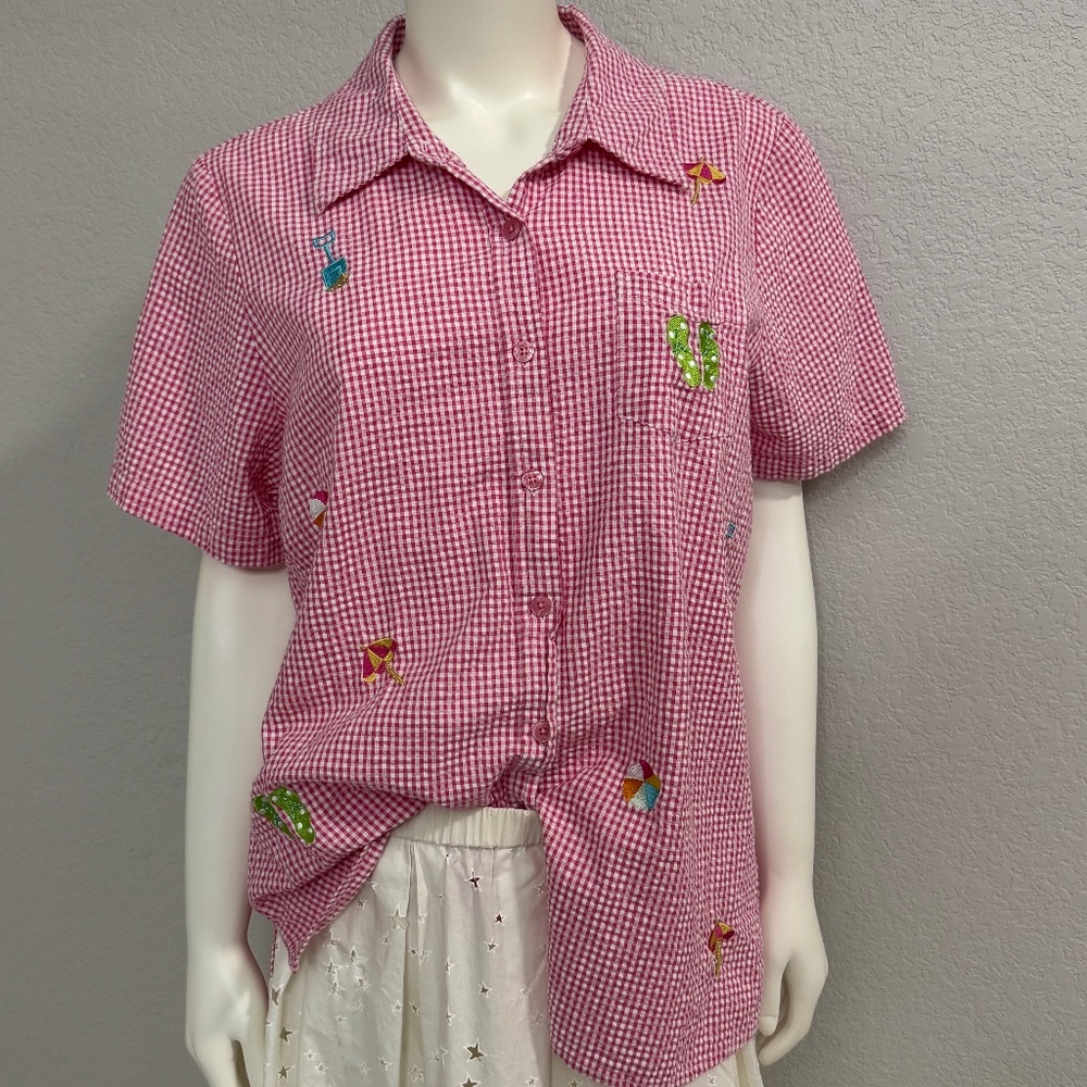 Quacker Factory Vintage Beach Theme Top
